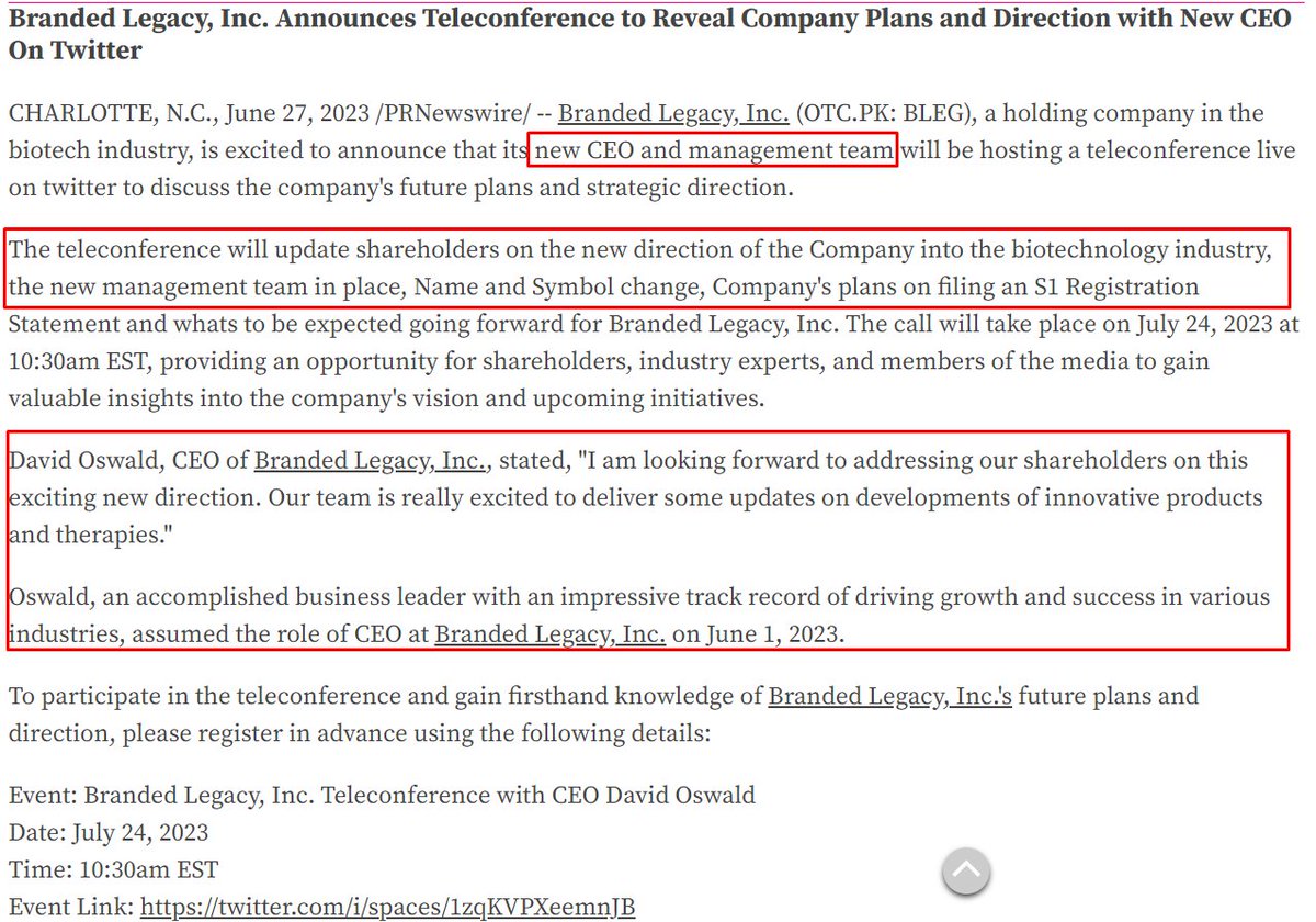 YG_Stocks's tweet photo. $BLEG Hidden gem fresh DD:
✅62M float bottomed
✅New CEO and management team
✅Updates coming regarding their new direction in the Biotech industry
✅Name and Symbol change
✅Tweeted today about their progress with major players, with #Acquisition
✅Added 2.1B Restricted shares https://t.co/lpYfMNVLB2