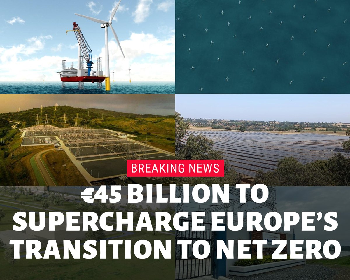 EIB's tweet photo. Supercharging Europe’s transition to net-zero.

We are raising additional financing for renewables, energy storage, grids, and state-of-the art manufacturing capacity in the EU to an unprecedented €45 billion.
👉 https://t.co/gxIgYu4xak https://t.co/rvUbTKjl8V