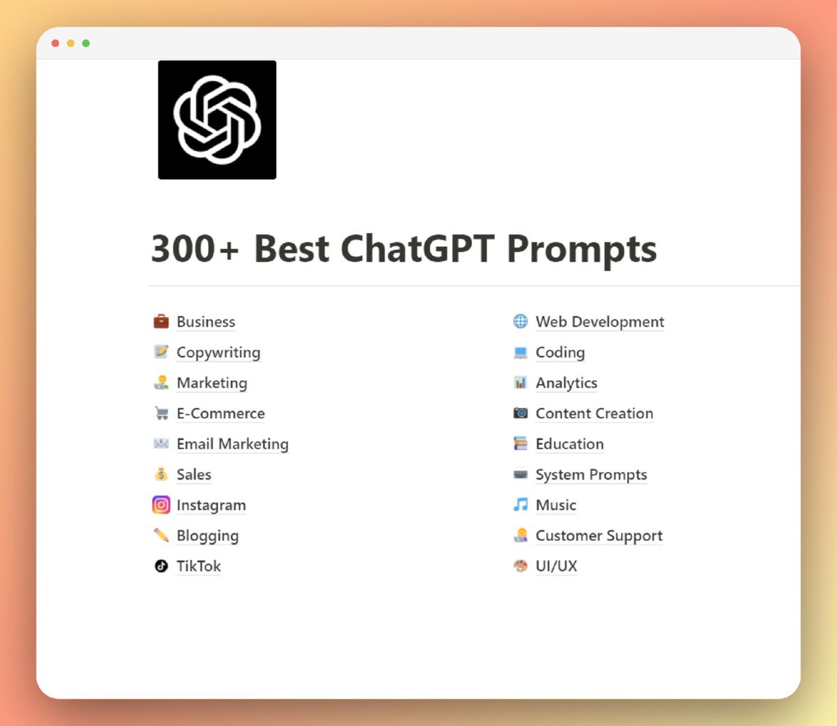 ChatGPT can generate you free money online. 
 
However, 97% of people don't know how to use it. 
 
That's why I've found 300+ insanely useful ChatGPT prompts. 
 
Like, Retweet &amp; Comment "Prompts" 
 
And I'll DM it to you, for FREE!

(Must Be Following Me)