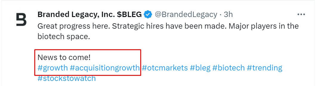 YG_Stocks's tweet photo. $BLEG Hidden gem fresh DD:
✅62M float bottomed
✅New CEO and management team
✅Updates coming regarding their new direction in the Biotech industry
✅Name and Symbol change
✅Tweeted today about their progress with major players, with #Acquisition
✅Added 2.1B Restricted shares https://t.co/lpYfMNVLB2