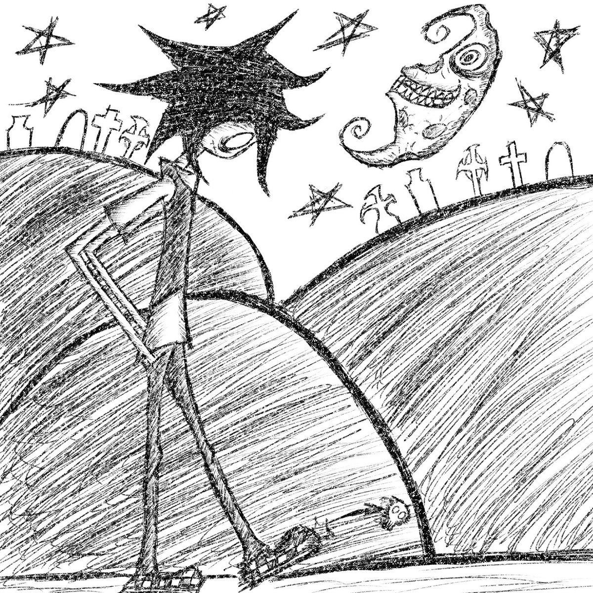 Woah a drawing with a background! #emo #scene #alt #sketch #sketchart #graveyard #death #gloomy #scenecore