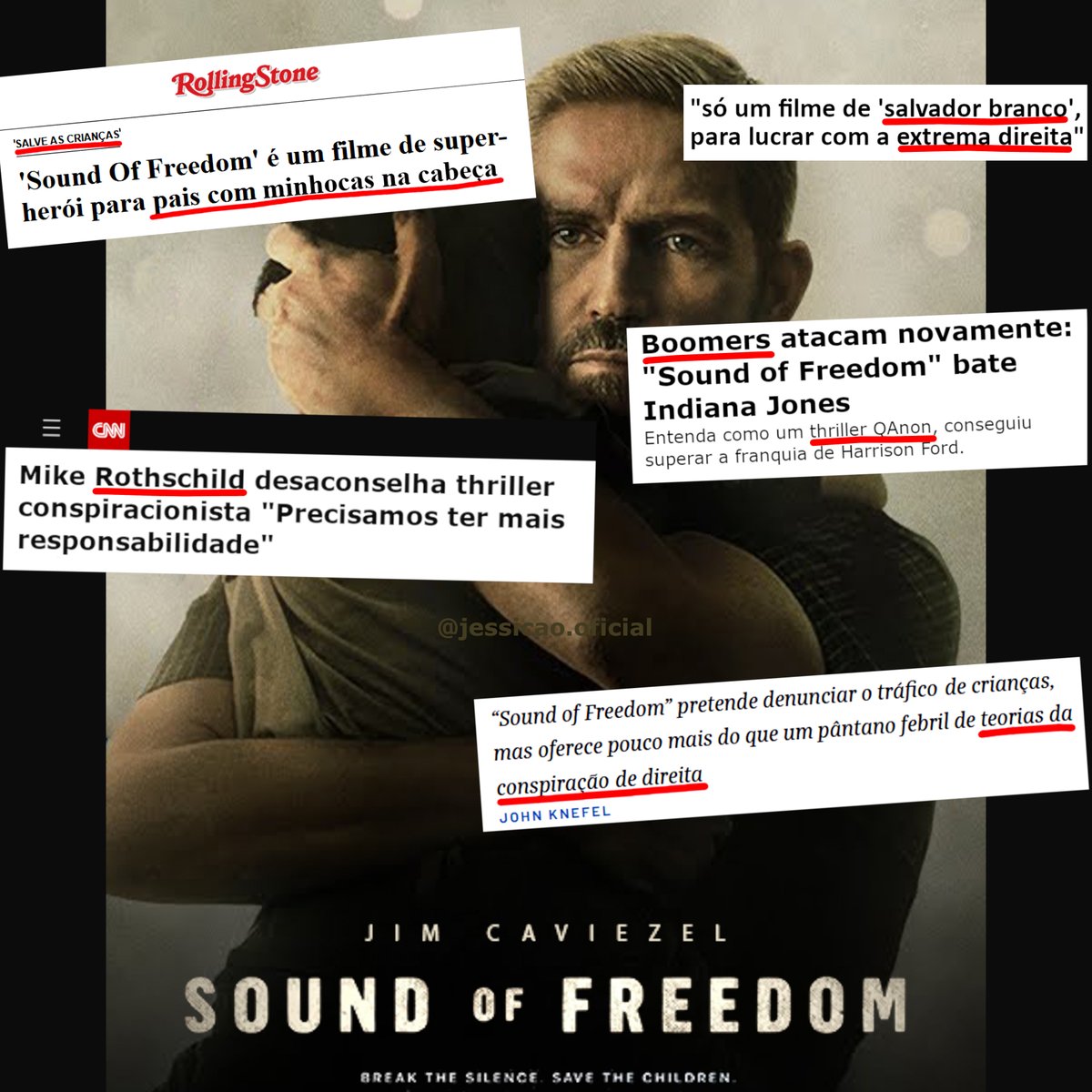 10 MOTIVOS PARA NÃO ASSISTIR "SOUND OF FREEDOM":

1 - O filme é independente e bom, o que pode provocar fortes gatilhos em produções hollywoodianas ruins. 

2 - Em pleno 2023, o protagonista insiste em apontar armas de fogo aos pedófil0s, ao invés de abraçá-los (como aprendemos