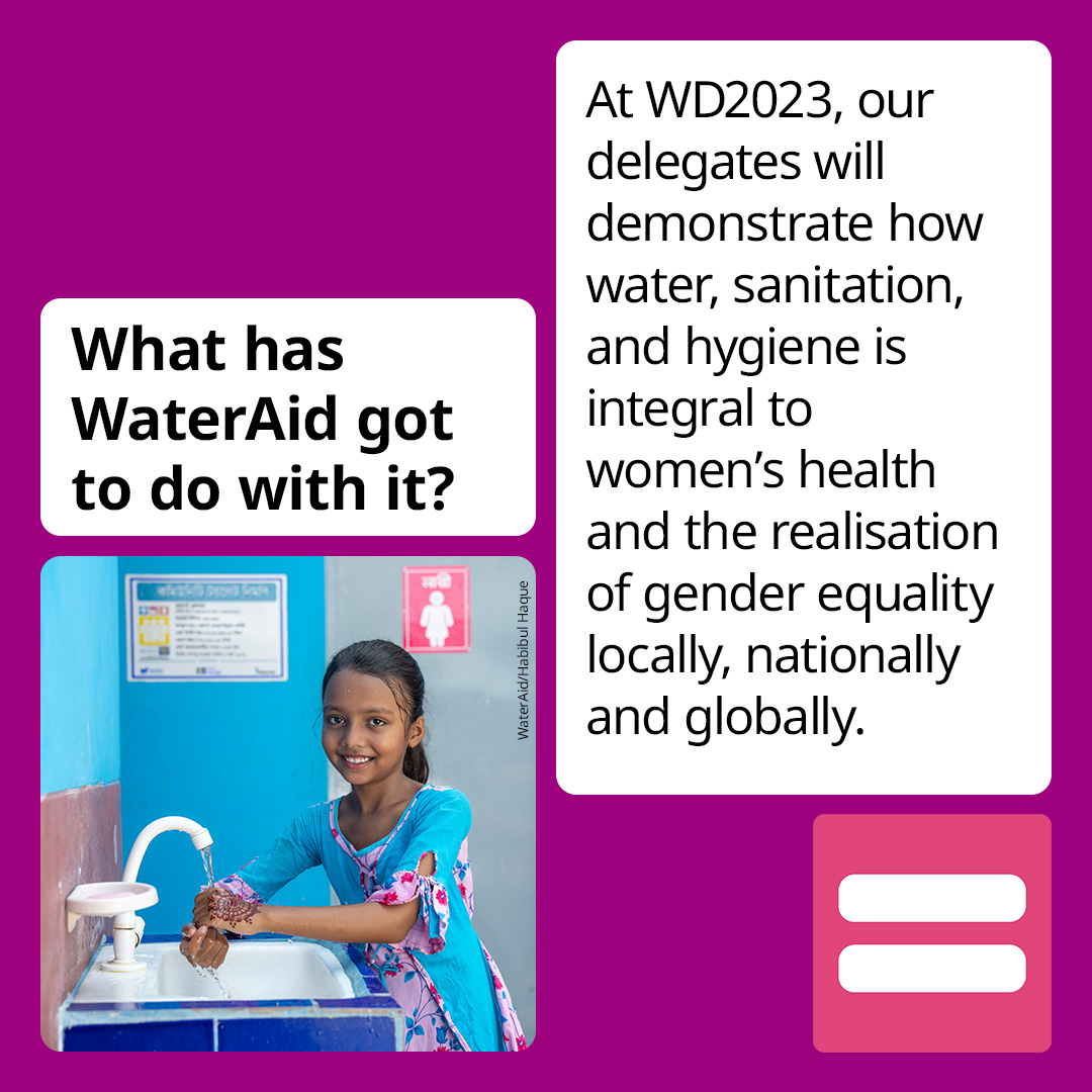 wateraid's tweet photo. .@WomenDeliver starts next week in Kigali, Rwanda. 

Scroll through our handy guide to learn more about the conference, and read about how we're getting involved here ➡️ https://t.co/1EMXJGsivd

#WD2023 #GenderEquality https://t.co/EFPqzu63sE
