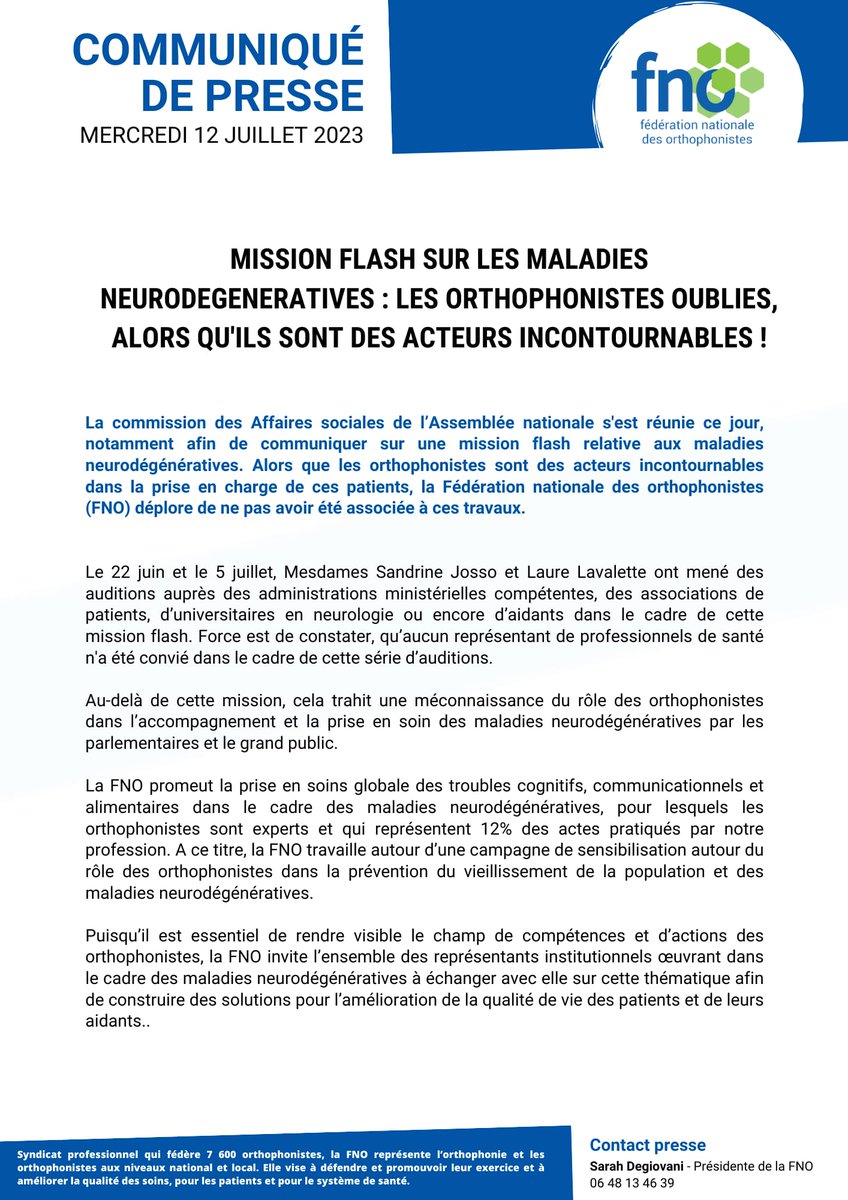 orthophonistes's tweet photo. 🔴Mission flash sur les maladies neurodégénératives : les orthophonistes oubliés alors qu'ils sont des acteurs incontournables! https://t.co/FYhozKOF5f