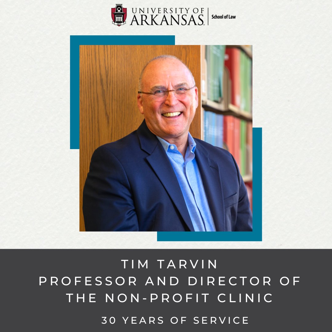 UARKLaw's tweet image. Professor Tim Tarvin to retire After 30 years of clinical teaching at the School of Law.

Read about Professor Tarvin's accomplishments and contributions to the legal community at news.uark.edu/articles/64636…