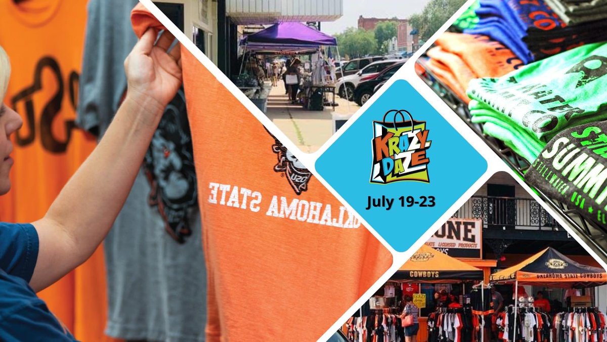 Save the dates and shop Stillwater’s Krazy Daze, July 19-23. The shopping extravaganza is throughout Stillwater with multiple retailers. For a full list of participants, go to: visitstillwater.org #SWO #shopswo @visitstillwater