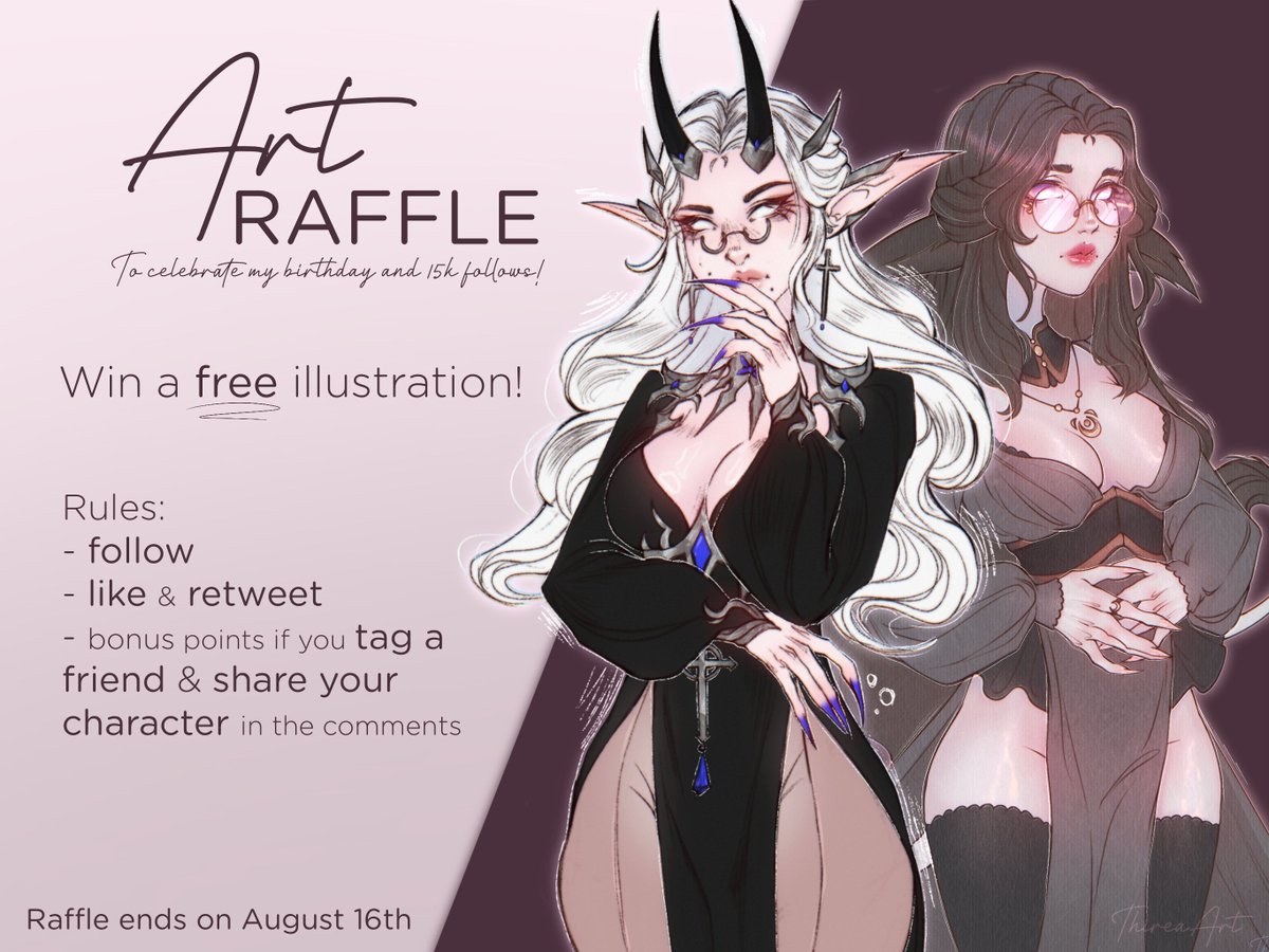 ThireaArt's tweet photo. ˖ ࣪⭑ 15k Art Raffle ⭑ ࣪˖

To celebrate 15k follows and my coming bday! Thank you for your support❤️

Winner gets an illustration slot (2nd winner on 2k RTs)! 

Rules:
- Follow, Like &amp; RT
- Tag a friend, comment with your character

 ~ OC/Vtubers/Fanart OK ~

#artraffle #vtuber https://t.co/OVI047YNB3