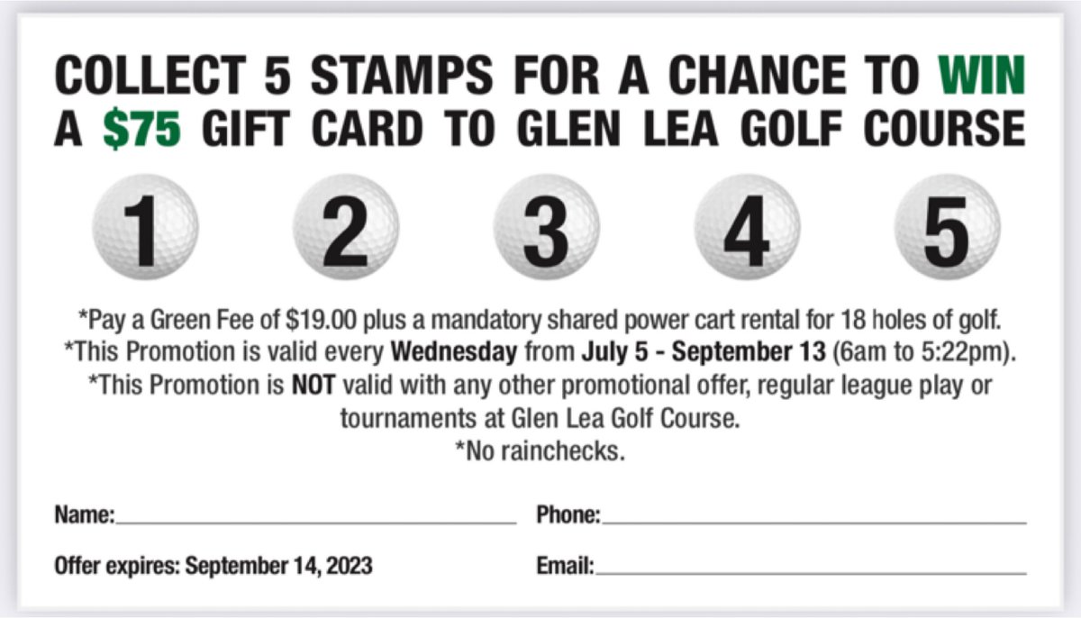 glenleagolf's tweet photo. WEDNESDAYโS $19 GREEN FEE! (50% off Reg-18 Holes)โฃโฃโฃ
*Pay a Green Fee of $19 (taxes not included) plus a mandatory shared power cart rental for 18 holes of golf (Total = $38 + taxes / per golfer)
*This promo is valid every Wednesday from July 5-Sept 13 (6a to 5:22p)
#GLGC https://t.co/ML9fPECxrk