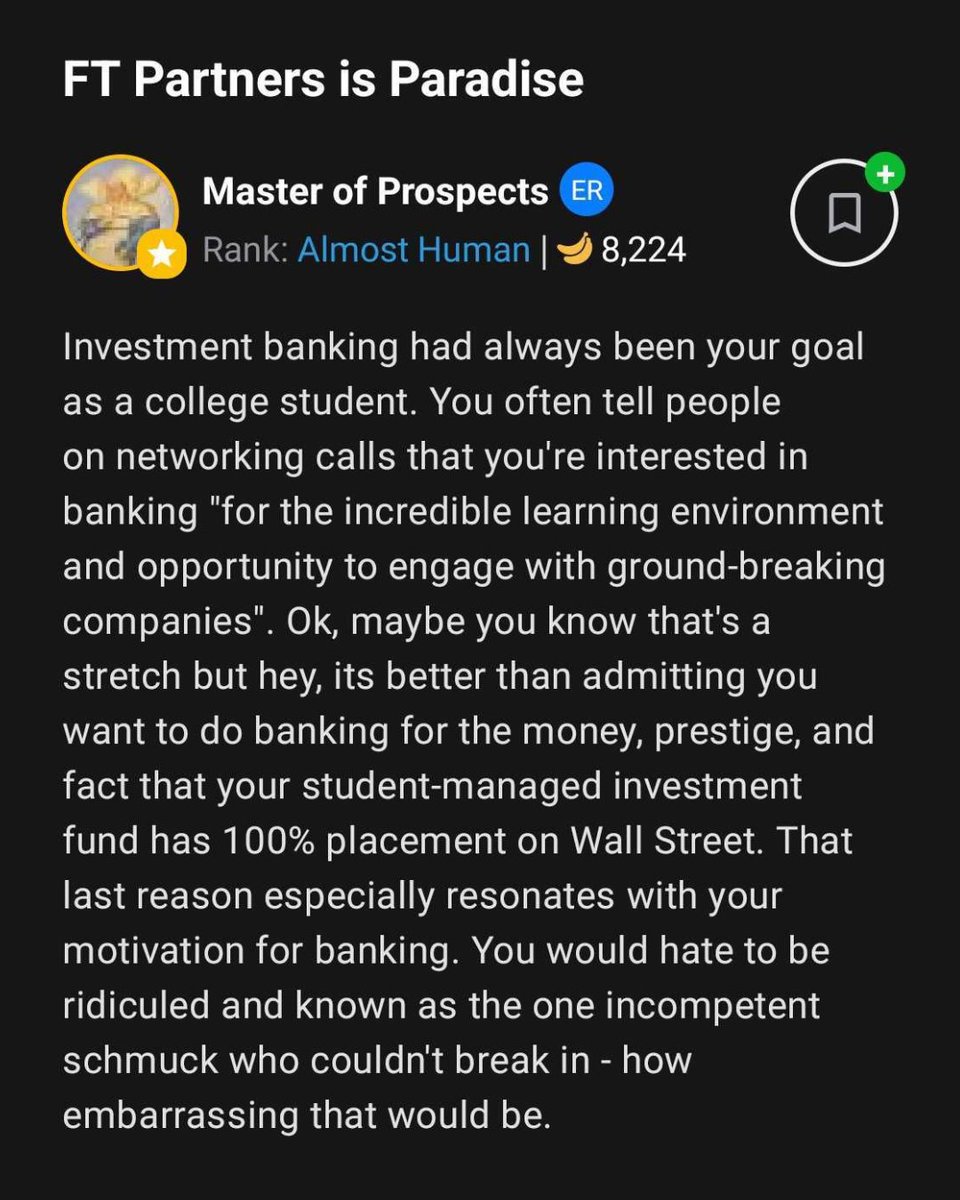 WallStreetOasis's tweet photo. 🤠 Another "Is Paradise" post here

Keep reading 👉 https://t.co/lTWqR5Webv

#FTPartners #InvestmentBanking #Fintech #DreamJob https://t.co/waNfMo0It5