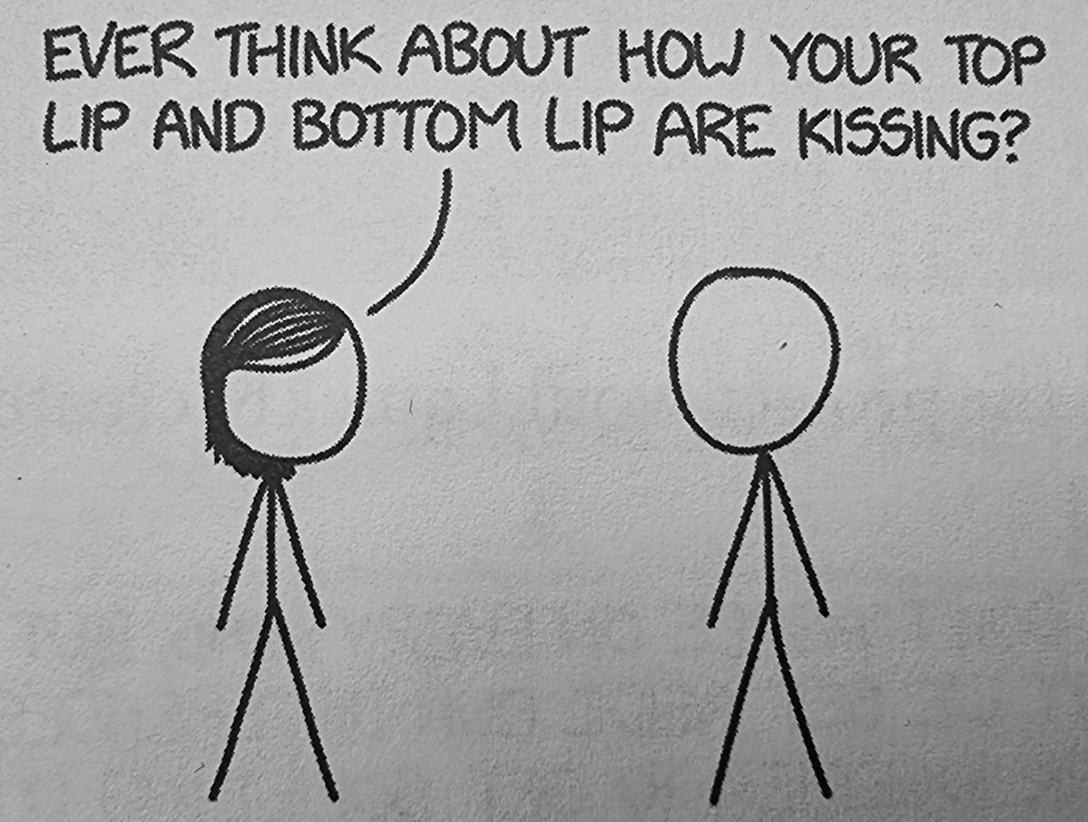 It takes a touch of genius to register that we kiss whenever we close our mouths! vacilando.org/article/autoki… <a href="/xkcd/">Randall Munroe</a> #kissing