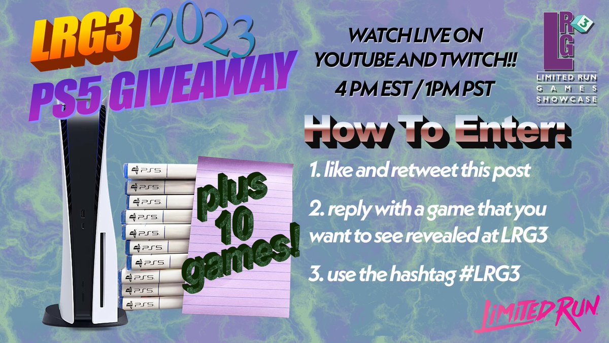 LRG3 GIVEAWAY TIME! 

Like, RT, and comment what you hope to see during LRG today with the hashtag #LRG3. Winners will be picked EOD. Tune in at 4PM ET / 1PM PT

Tune into the show via:
Twitch: bit.ly/3JmxR3g
YouTube: bit.ly/3JQBEFO