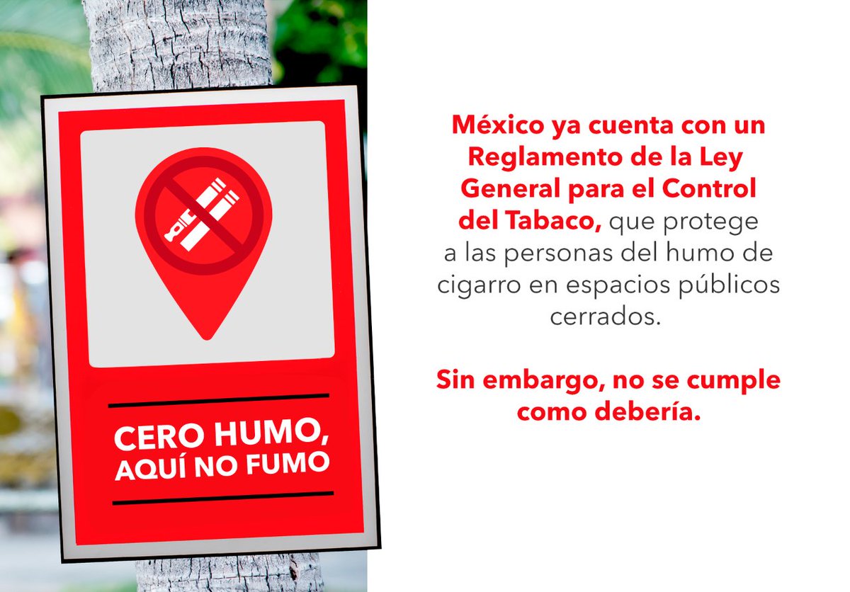 Entró en vigor el nuevo Reglamento de la Ley General para el Control del Tabaco.✅

Conoce más y denuncia en 👉mexicosinhumo.org.mx

#mexicosinhumo #cerohumoaquinofumo #noaltabaco #salvaunavida