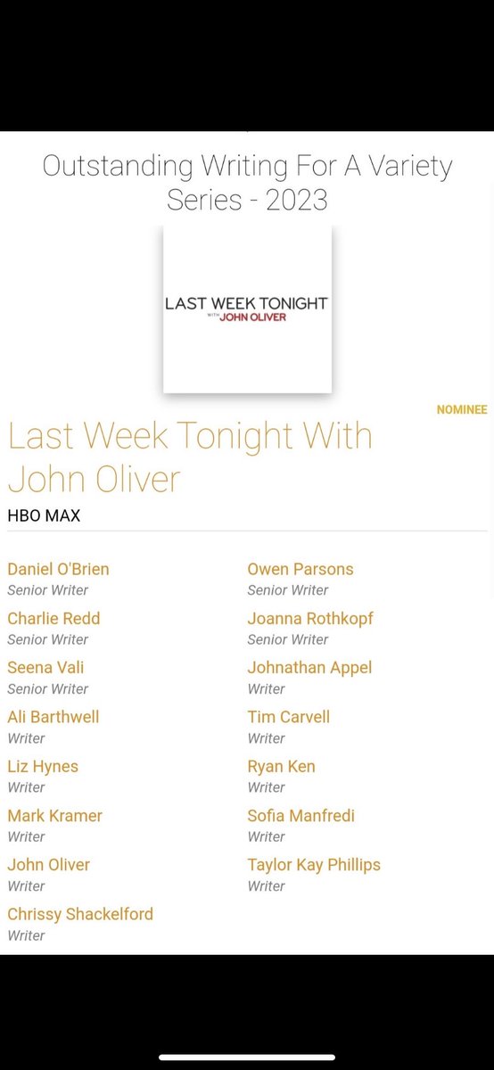 Really really grateful for this and everyone I get to write with. Sure wish the studios would pay us fairly to do it!