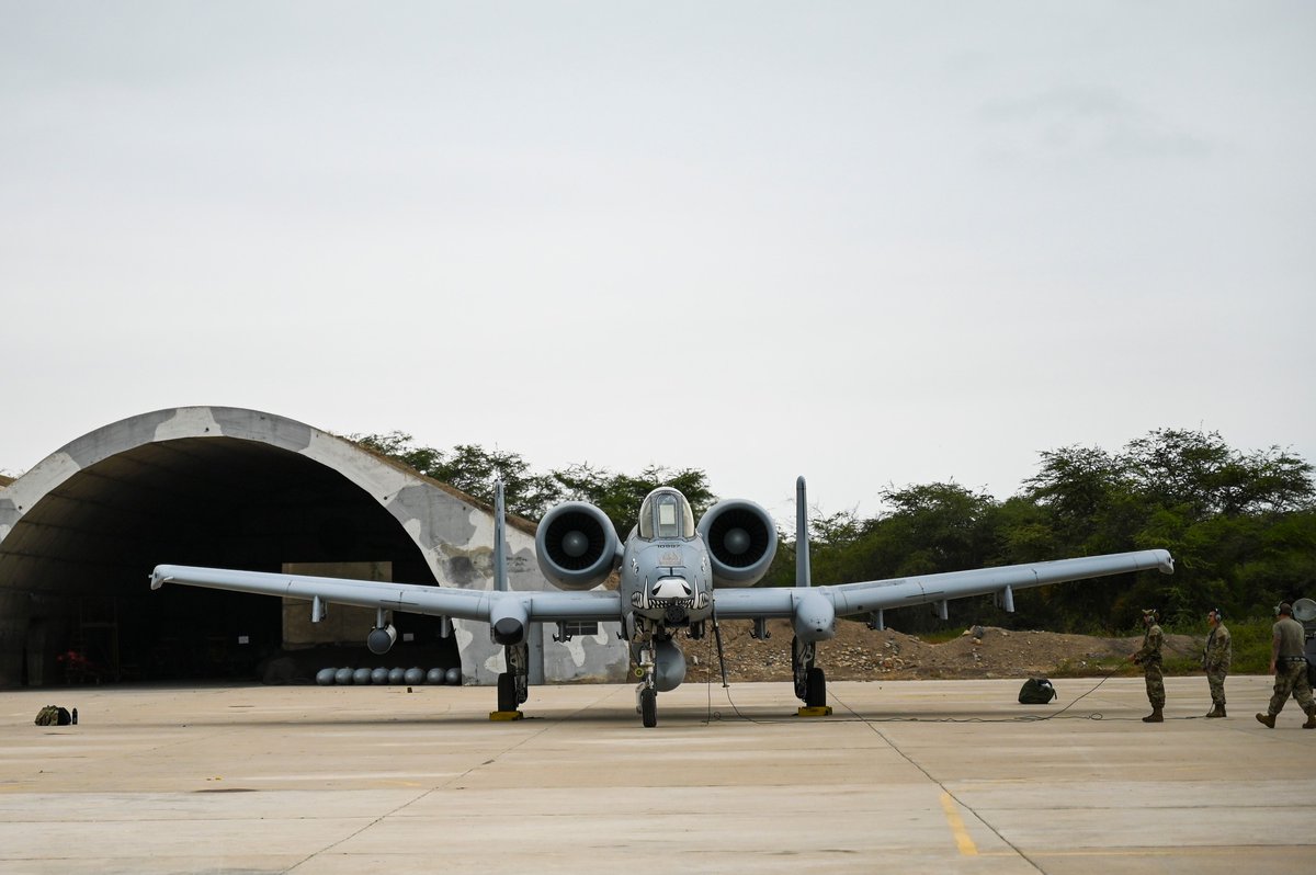 USAFReserve's tweet photo. A huge milestone occurred this week during #PatriotFury23, For the first time ever, A-10s launched out of South America from Chiclayo, Peru.
#ResoluteSentinel23 | @AFSOUTH | #AFRCPF23 | #ReserveReady https://t.co/R1JqljrVC9