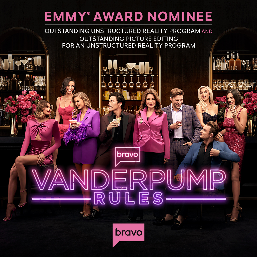 BravoTV's tweet image. We've all been saying this season of #PumpRules deserves an Emmy...and now it's *all happening*! CONGRATS to the whole Vanderpump Rules crew on the show's first #Emmy nominations!