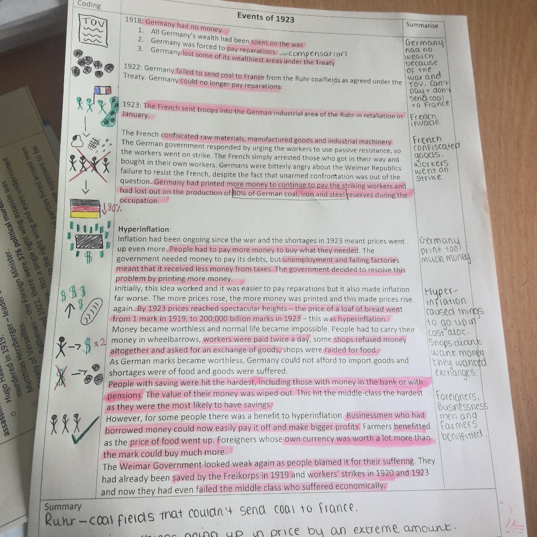 In History Today, Y10 students have been developing their knowledge of the events in 1923 through dual coding and summarising when reading a more extended text. 

#SCATeachingAndLearning #ReadingToLearn #Literacy #WeAreSCA