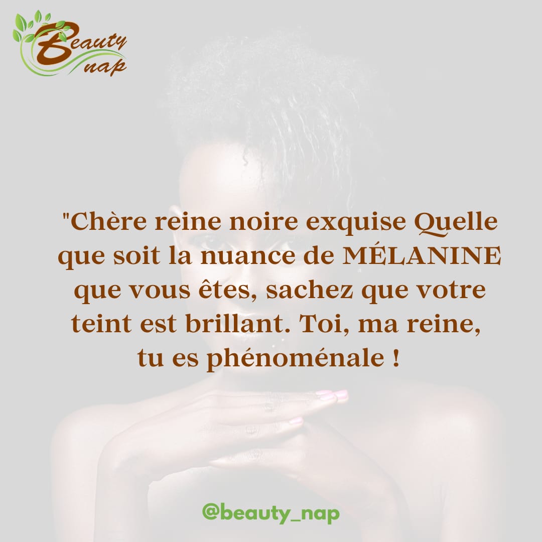 NapBeauty's tweet photo. Chère REINE NOIRE exquise, quelle que soit la nuance de MÉLANINE que vous êtes, sachez que votre teint est brillant. Toi, ma reine, tu es phénoménale !

#beautynap #bnapteam #skinlove #sunday #sundayvibes https://t.co/gzFUHYTkTS