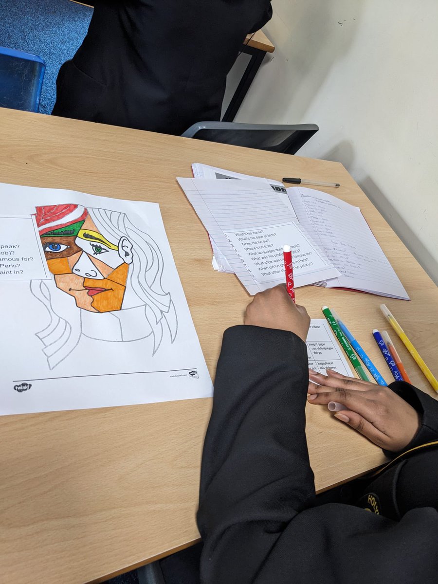 HHLanguages's tweet image. Year 10 students winding down today as part of #enrichmentweek with a cross curricular activity Art and Languages : Picasso Project

#KASE #CRST #enrichment #crosscurricular
