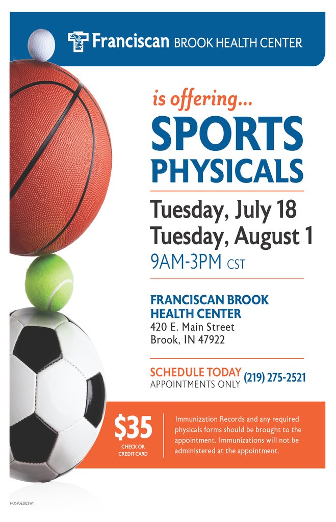 SouthNewton's tweet photo. If you are interested in participating in athletics you will need a sports physical done on a IHSAA form.   If you have not  gotten your physical, the Fransican Brook is offering physicals on July 18th and August 1st.  Cost is $35.  Practices start on July 31st!  GO REBELS! https://t.co/tpK9zee5pR