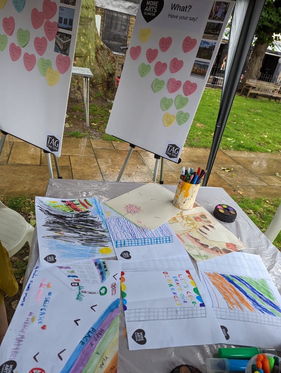 TAGFineArts's tweet photo. What a dream team @sblstudios @di_ewer! Thanks to those who took part in our #moreartsislington survey at "We Are Islington" Festival and to the kids that joined in our workshop. So inspired by their drawings! Thanks for the invite @RoulinKhondoker @clairezammi @islingtoncouncil https://t.co/0Pp9gWGsFQ