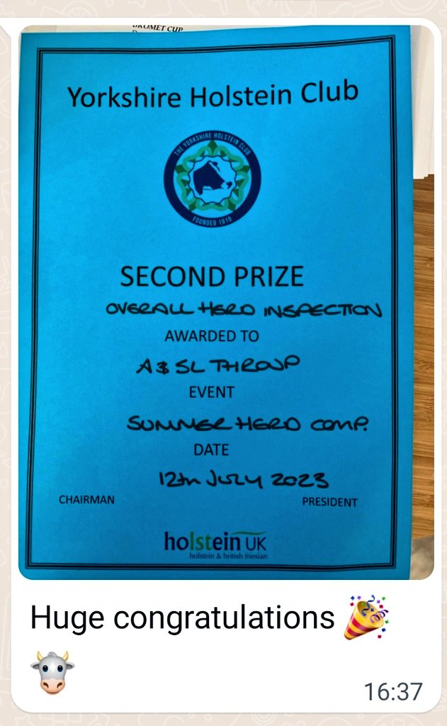 Just received this message, prizes given out at the Great Yorkshire Show today. Couldn't make it as we're getting ready for two farm inspections this month... 🐄🐄🐄