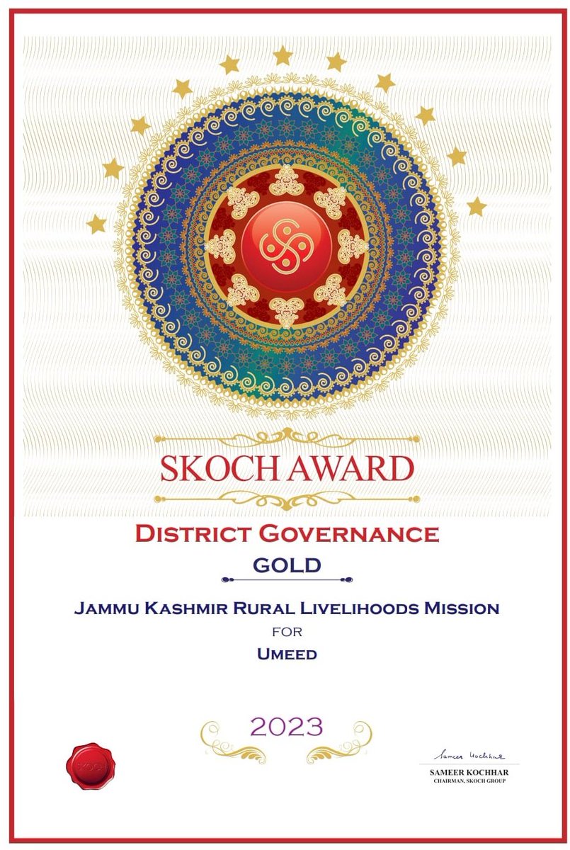 ddnews_jammu's tweet photo. ✅ Jammu and Kashmir Rural Livelihoods Mission (JKRLM) has bagged the SKOCH Award under the  theme "State of Governance India 2047" in Gold category  for its outstanding efforts in creating marketing avenues for Self-Help Groups (SHGs) in the UT of Jammu &amp; Kashmir.

@diprjk https://t.co/96FzagQMTv