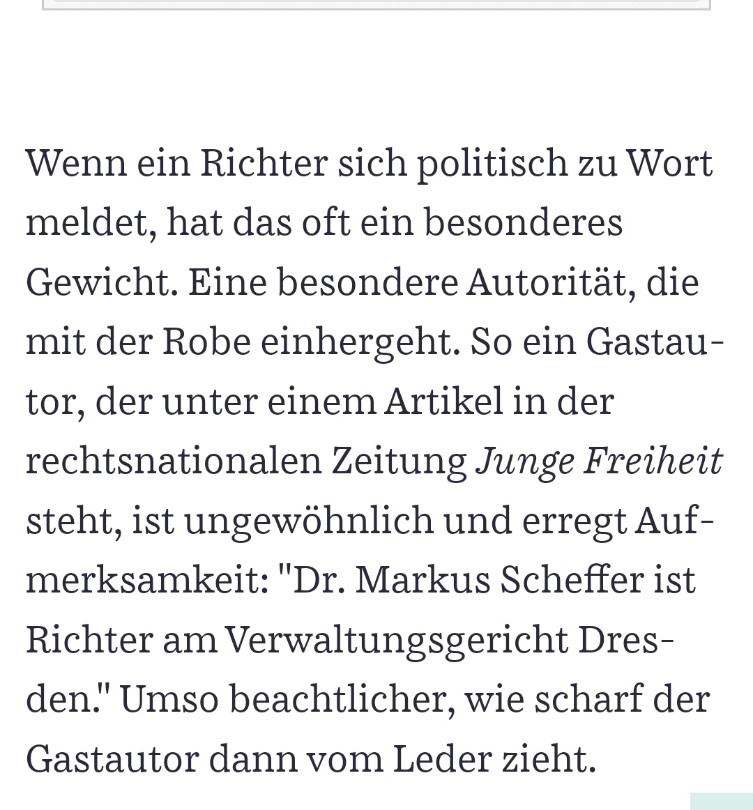 theile_alex's tweet photo. Ein #Richter aus #Sachsen, entscheidet über #Asylverfahren und verbreitet sich in der "Jungen Freiheit" über #Asylpolitik. Dabei bedient er offenkundig rechtspop. Klischees. Ich distanzieren mich v. meinem Kollegen! Wir sind der Verfassung und nicht Rechtspopulisten verpflichtet! https://t.co/BmXGza7p7y