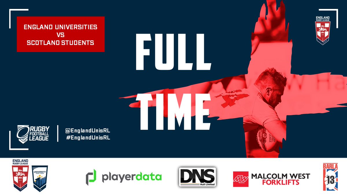 EnglandUnisRL's tweet photo. @scotlandrl @PontypriddRFC @UniversityRL @lions_rl @TheRFL @RFLCommunity @MWforklifts @barla1973 @PlayerData Full Time!

England take the spoils, 48-18!

Full reaction to follow!

#EnglandUnisRL https://t.co/iHhh72clCb