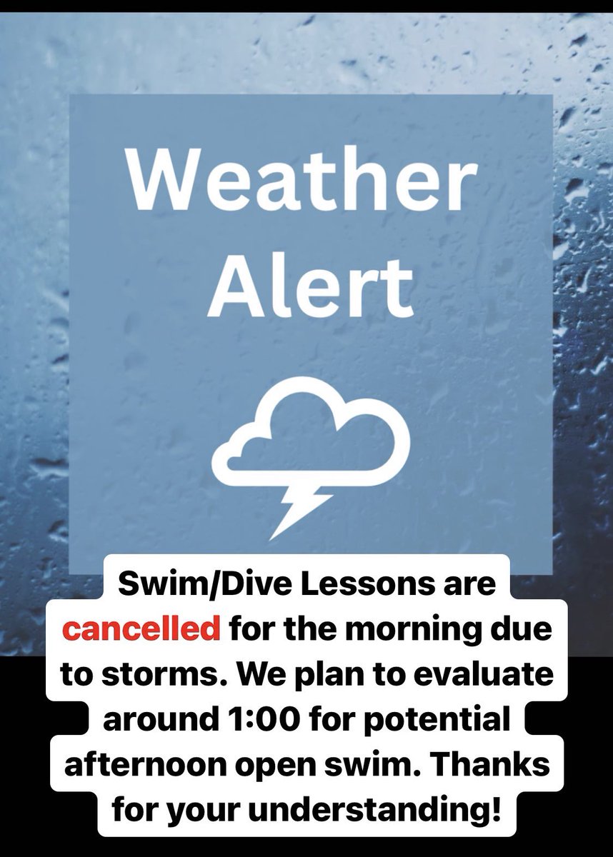 ⛈️ Rain is moving in! All morning lessons are cancelled. We will re-evaluate in the early afternoon to keep you updated!