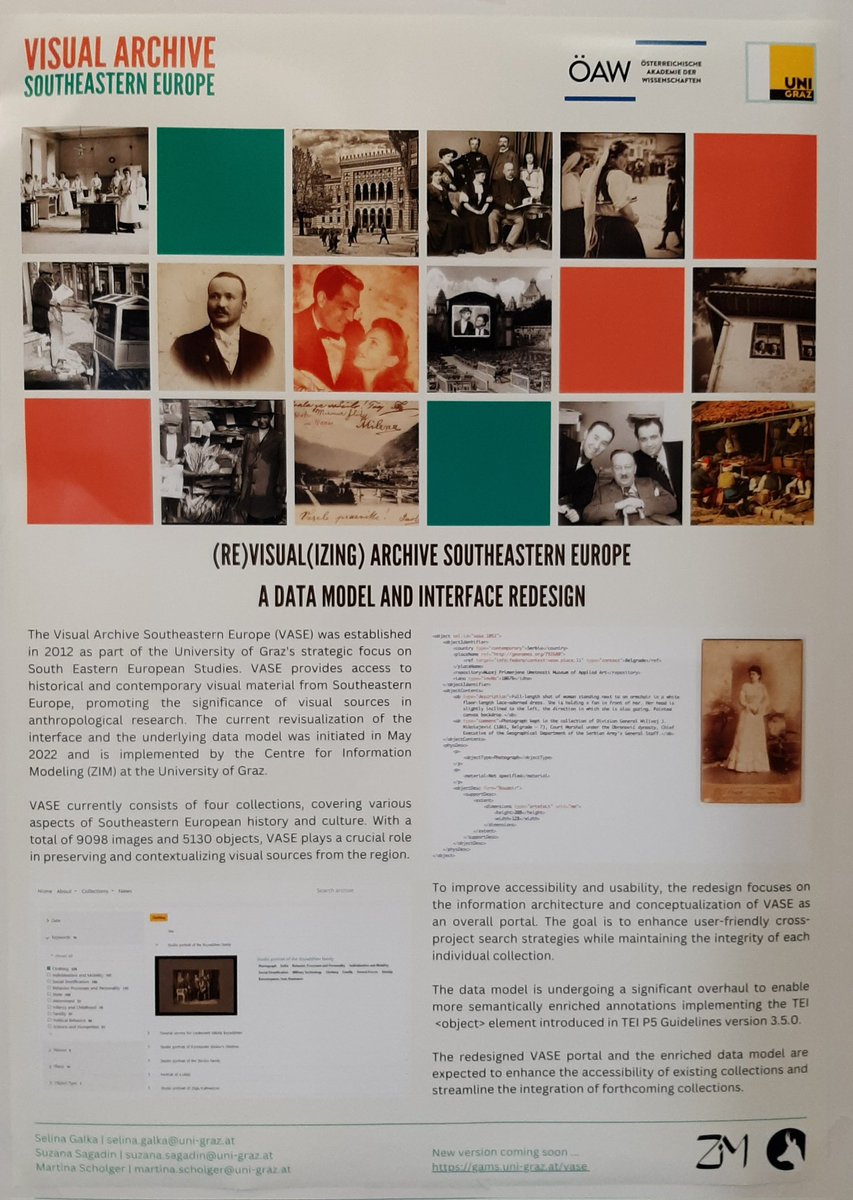 It's poster time! The Visual Archive of Southeastern Europe (VASE) has undergone a significant redesign and <a href="/MartinaScholger/">Martina Scholger</a> <a href="/SelinaGalka/">Selina Galka</a> and Suzana Sagadin are presenting their work at <a href="/DH2023Graz/">DH2023</a> - the new version will soon be online at gams.uni-graz.at/vase #DH2023