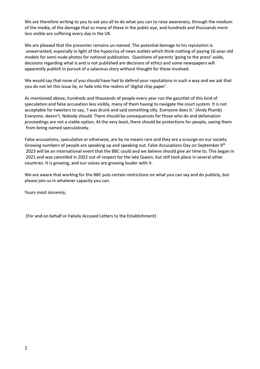 AccusedToo's tweet photo. Our letter to the BBC presenters affected by speculative accusations - @JeremyVineOn5 @NickyCampbellTV  @Rylan @GaryLineker @BBCBreaking https://t.co/65tJ6y0zuF