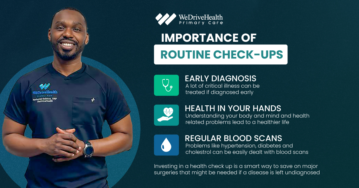 WeDriveHealth's tweet image. 🏥 Routine check-ups are essential for maintaining good health. At WeDriveHealth, we offer comprehensive primary care services that address your unique needs. 
Schedule your check-up now!

#primarycare #wedrivehealth #routinecheckups #healthcare #nursepractitioner