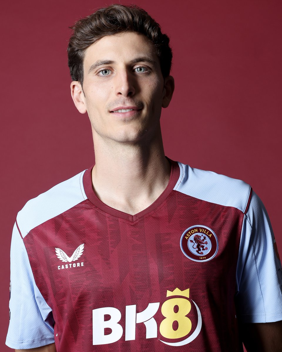 Pau Torres wearing the 2023/24 Aston Villa home shirt during a photoshoot at Bodymoor Heath.