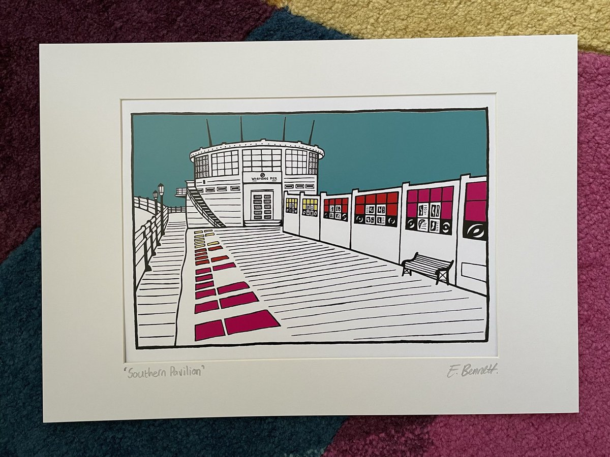 EmmaBennett29's tweet photo. One of my most popular prints. It’s Southern Pavilion on #Worthing pier. https://t.co/0w85klnKNK