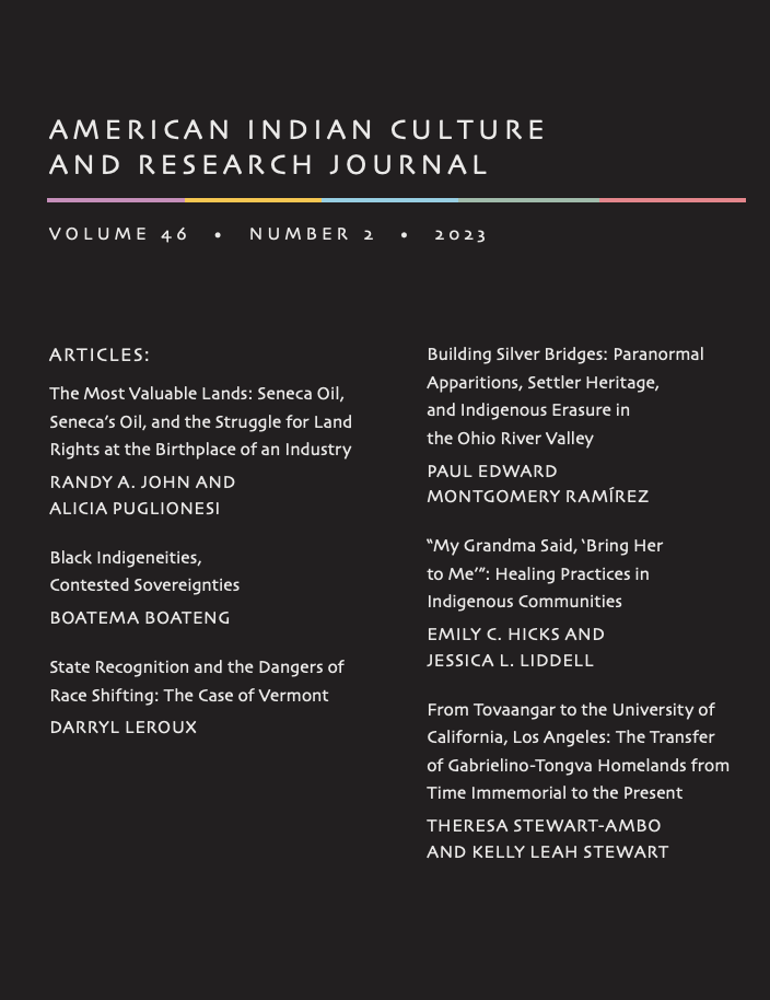 AICRJournal's tweet photo. Our first regular issue since going open access was set for a July 15th release/publication. It's a great issue: Race shifting, resource extraction, Indigenous paranormal connections, healing, and land grant universities. Due to a server failure, it might be Friday or Monday. 🙃 https://t.co/YnaiChxqke