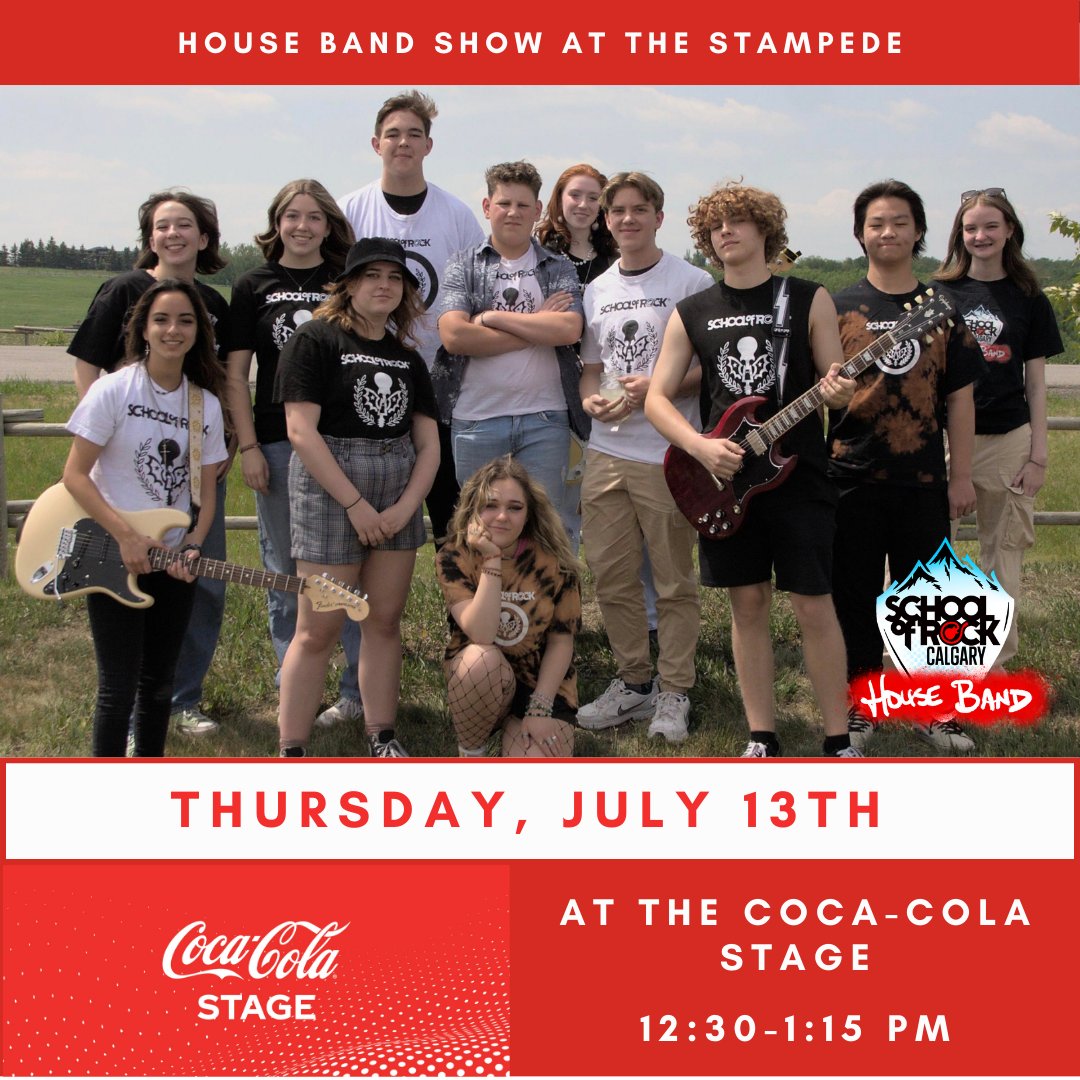 Our House Band performs on the Coca-Cola stage at the Stampede tomorrow at 12:30. Come out and cheer on the kids. This is a special opportunity for them!