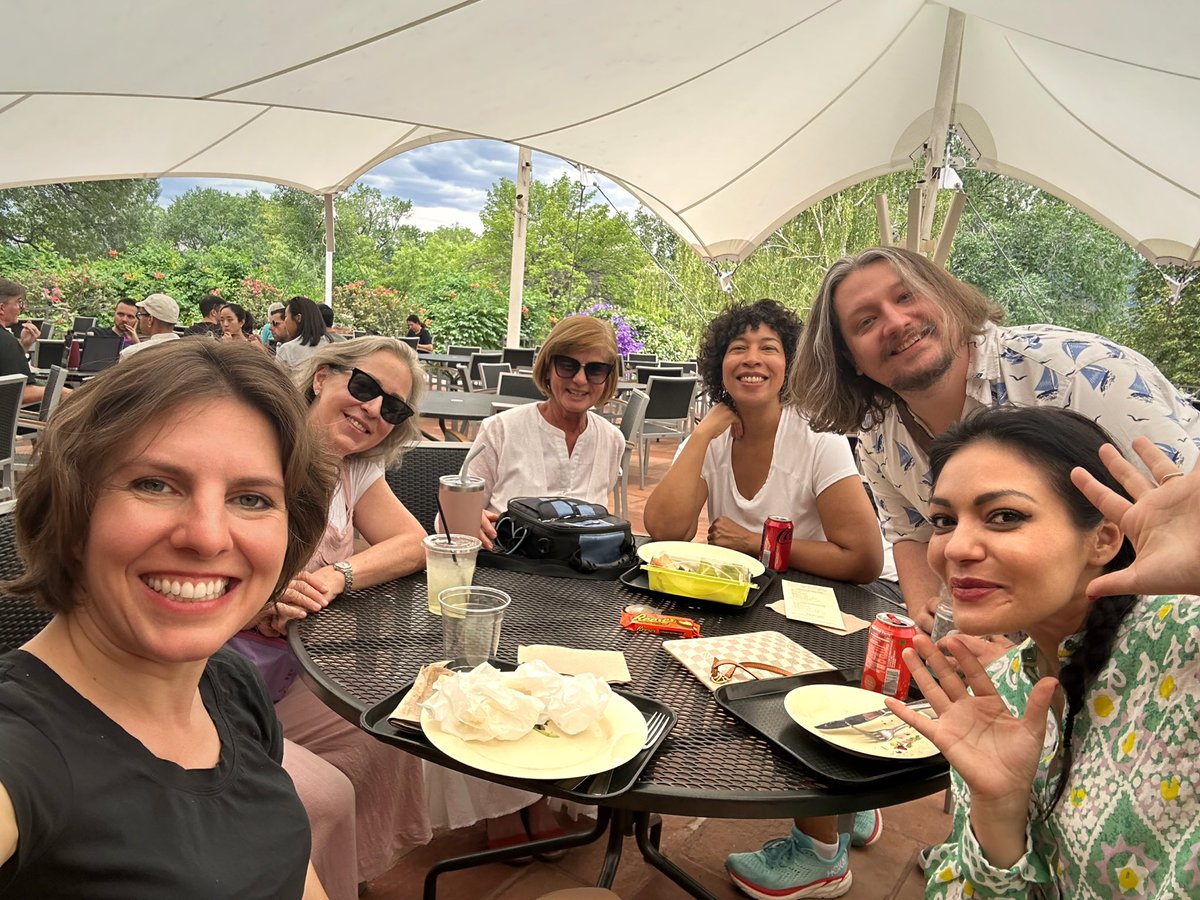 Taking my lunch break at the “opera ranch” alongside the instrumentalists and cast members of our amazing production of Rusalka. An interesting feature of this pavilion is its ability to collect rainwater, which is then utilized to maintain the campus's lush greenery!