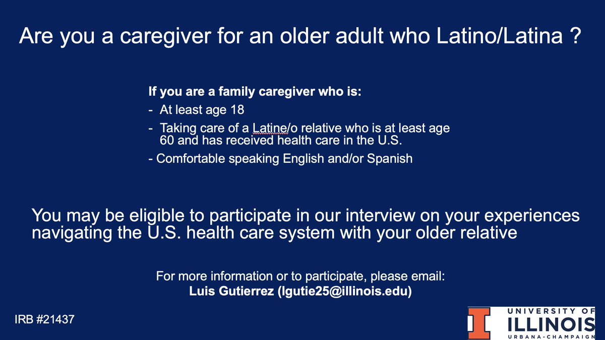 Mina Raj (@minaraj91) on Twitter photo Please share - we are recruiting #family #caregivers who take care of an older Latine/o relative to learn about health care experiences! #Spanish flyer is in the comments <a href="/NA4Caregiving/">National Alliance for Caregiving</a> <a href="/DiverseElders/">DiverseElders</a> <a href="/alzIllinois/">Alzheimer's Association Illinois Chapter</a> Please share - we are recruiting #family #caregivers who take care of an older Latine/o relative to learn about health care experiences! #Spanish flyer is in the comments <a href="/NA4Caregiving/">National Alliance for Caregiving</a> <a href="/DiverseElders/">DiverseElders</a> <a href="/alzIllinois/">Alzheimer's Association Illinois Chapter</a>