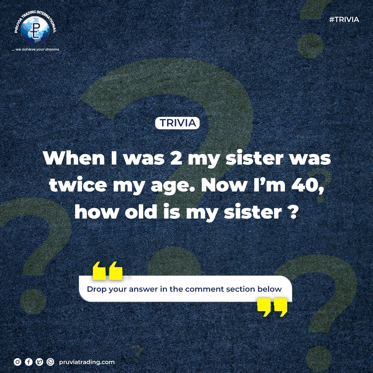 PruviaI's tweet photo. Comment your answer below!

#trivia #finance #business #savings #financialfreedom #financialindependence #PruviatradingInternational https://t.co/jON5tv9LKO