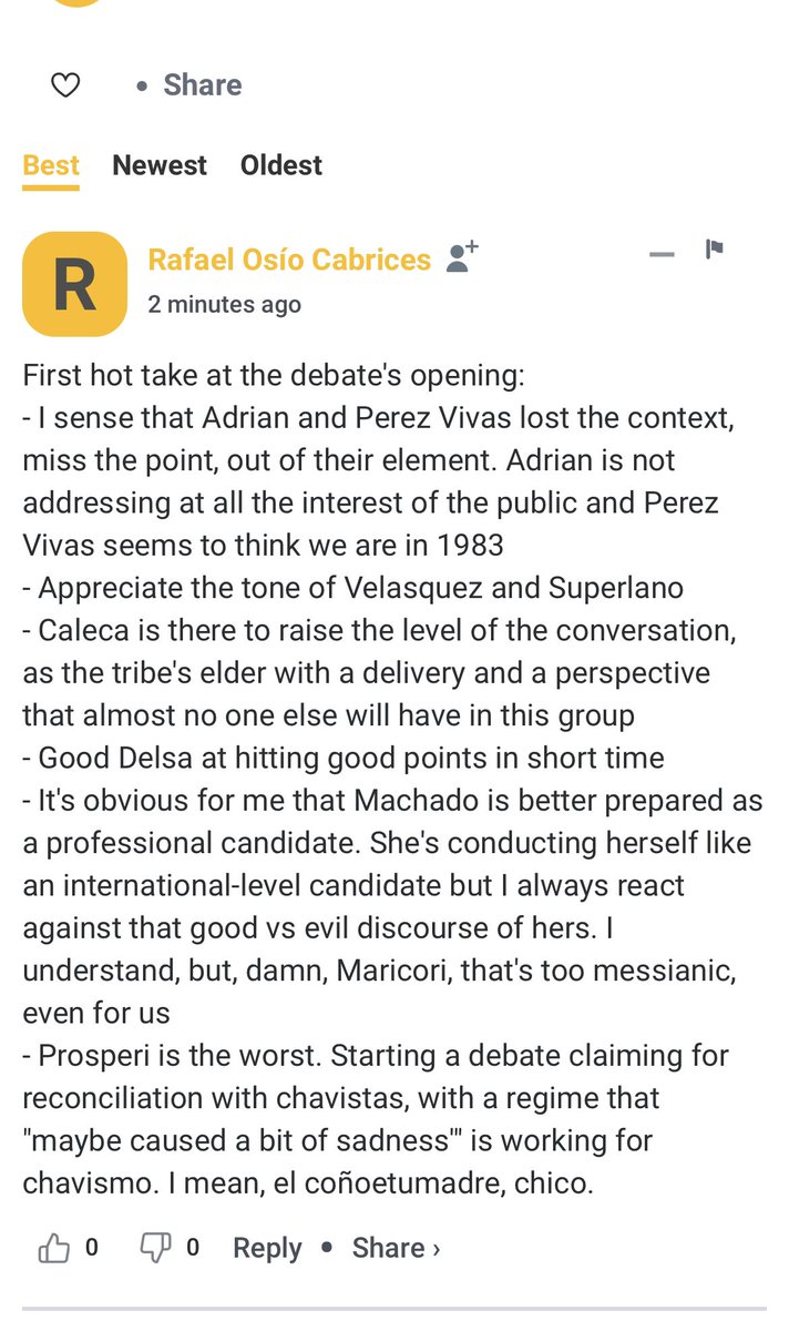 CaracasChron's tweet photo. You can watch the debate in #ElFeed and participate in the comment section. Rafa is giving his two cents over there: https://t.co/W0dVUqxZ6v https://t.co/bPQElq4BnB