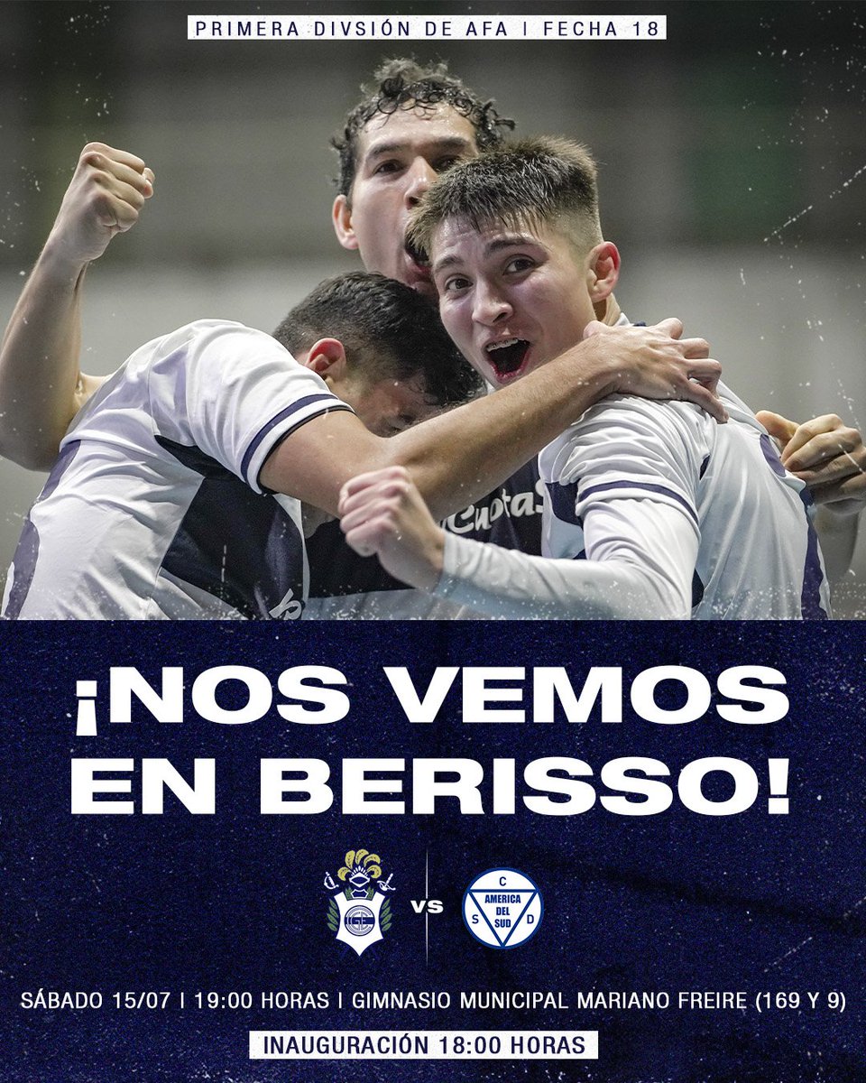FutsalCGE's tweet photo. 🐺🤩 ¡EL SÁBADO NOS VEMOS EN BERISSO! 

🆚️ América del Sud
🕖 19:00 horas
📍 Gimnasio Municipal Mariano Freire (169 y 9)
➡️ Inauguración: 18:00 horas 

#SomosGuerreros https://t.co/0dU3Bl4uWr
