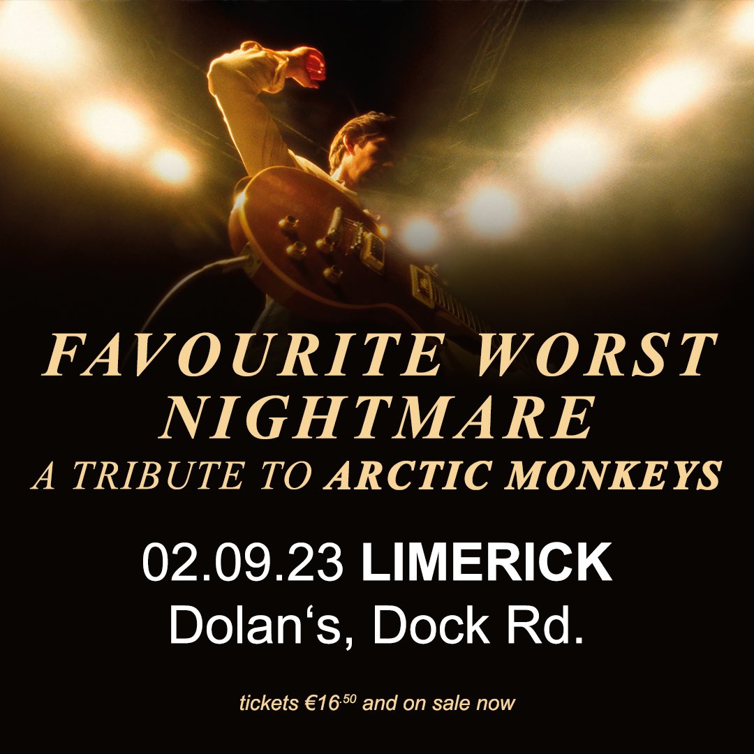 amtribute's tweet photo. We're delighted to announce that we will be returning to @mydolans Limerick on Saturday, 2nd September 2023.

Tickets here - https://t.co/6IhGb1T3Io

#arcticmonkeys #arcticmonkeysfans #arcticmonkeyscover https://t.co/9c0hiXEiK9