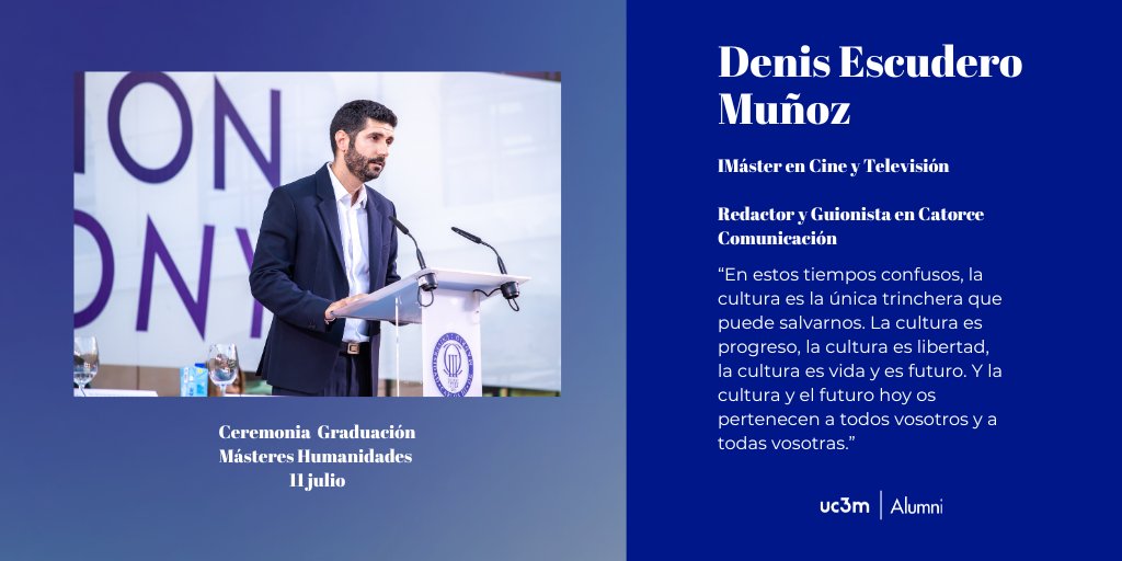 Un honor y un orgullo haber podido estar presente en la Ceremonia de Graduación de los Másteres de Humanidades 2023 como representante de los antiguos alumnos y alumnas. @alumniUC3M @FilmTV_UC3M @uc3m