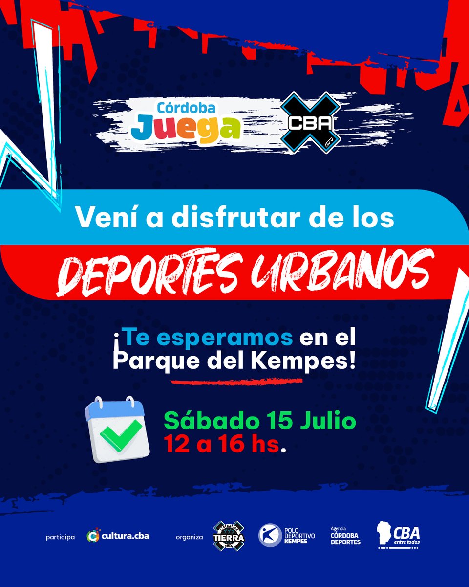 🌳💫 ¡Deporte, diversión y recreación en el Parque del Kempes! 

🕐Este sábado desde las 12 hs. el parque contará con exhibiciones y competencias de deportes urbanos, actividades recreativas, animación, DJ´S invitados, sorteos y muchas sorpresas más, con entrada libre y gratuita.