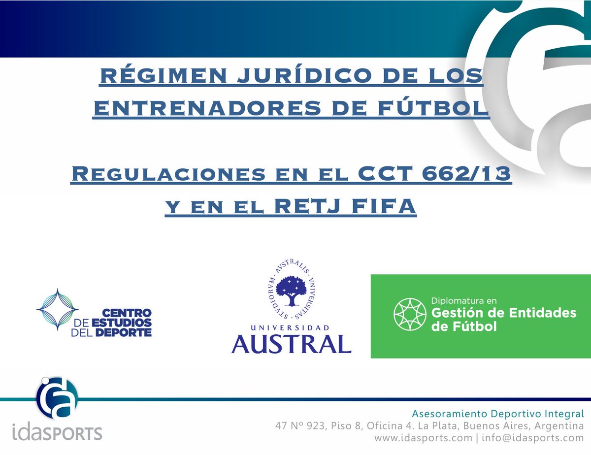 Este viernes estaré en la Diplomatura en Gestión de Entidades de Fútbol de la <a href="/UnivAustral/">Universidad Austral</a> conversando sobre el régimen jurídico de los entrenadores de fútbol.

Muchas gracias Dr. <a href="/sebastianpini1/">Sebastián Pini</a> por tu generosidad y la invitación a participar en tan prestigiosa universidad ⚽️⚖️