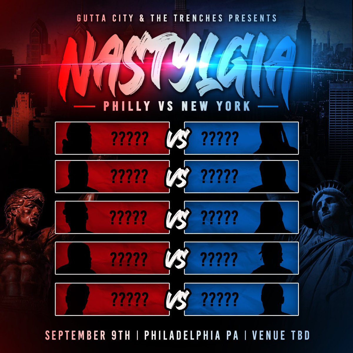 Eazyblockcapt's tweet photo. The Trenches Presents “ NASTYLGIA “ - Philly vs Newyork - September 9 in Philly …………. Who y’all think on the card ????? https://t.co/MjtfARO2Wp