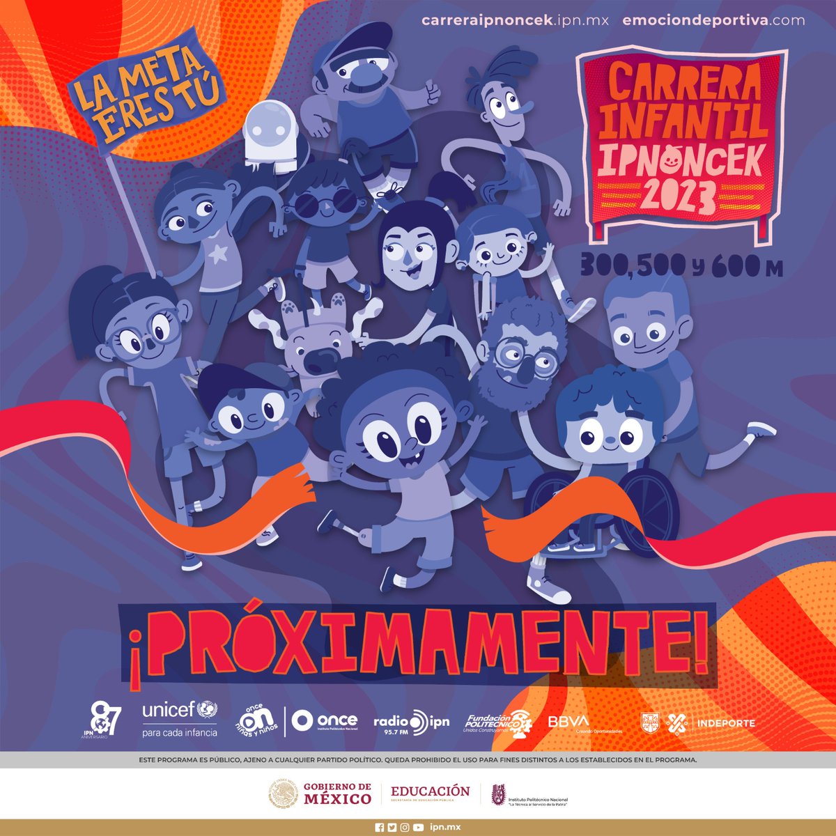 IPN_MX's tweet photo. ¡Niñas y niños, aprovechen las vacaciones para entrenar porque ya viene la #CarreraInfantilOnceK2023! 
Recuerden que dependiendo de su edad podrán participar en las categorías de 300, 500 y 600 m. 
Pronto se anunciaremos los detalles.

#LaMetaEresTú
@CanalOnceTV https://t.co/TmzbzJqJcJ