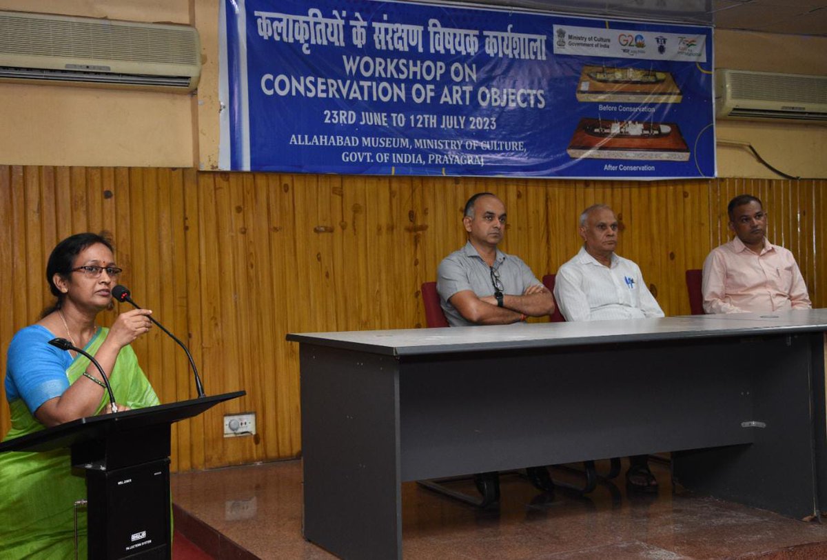 AllahabadMuseum's tweet image. In the last day of conservation workshop the certificate were distributed to the participants on 12-07-2023.
#ArjunRamMeghwal #conservationworkshop  #myculturemypride #indianmuseumkolkata #culturalheritage #MinistryOfCulture #AmritMahotsav #SalarJungMuseum #nationalmuseum