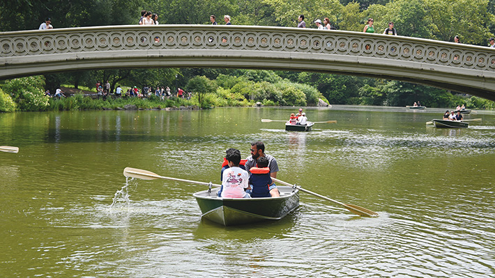 バシャッ。

水しぶきの音が水面を走る

オールを漕ぐたびに舟はゆらゆら

灼熱の太陽が翳りを見せた土曜の昼さがり

池の小舟は自然のクーラー

（８日、セントラルパークで、写真・三浦良一）

nyseikatsu.com/ny-news/07/202…