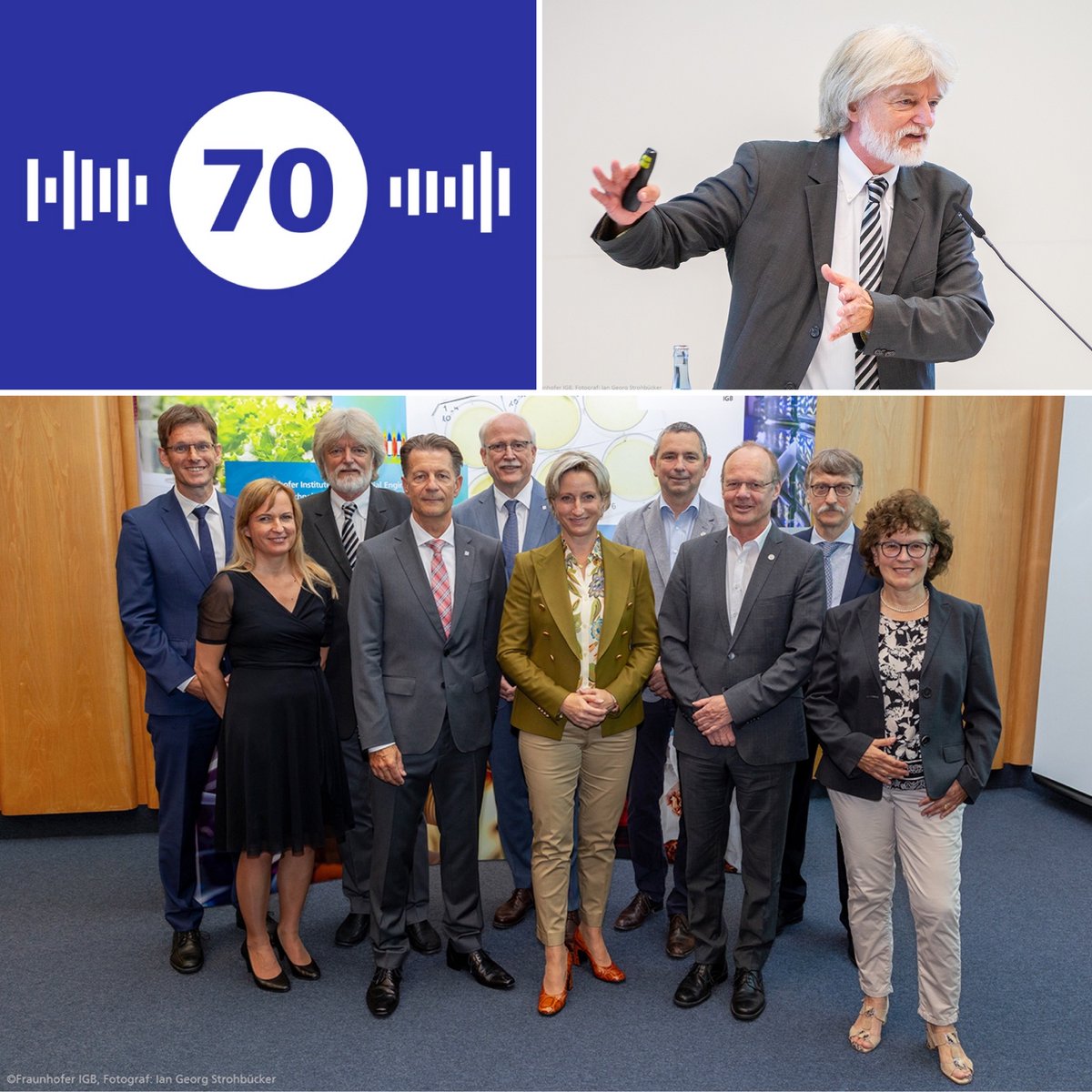 BioPharmaCL_GER's tweet photo. Mit einem Symposium hat am Montag das @FraunhoferIGB  sein 70-jähriges Bestehen gefeiert.
Der @BioPharmaCL_GER dabei und haben gratuliert  - ein kleiner Thread 👇

#Biotechnology #Biopharmaceuticals #Health #BPCluster #VirusbasedTherapy #Research #Cooperation #Fraunhofer https://t.co/QH5iNTqv88